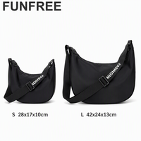 Sac bandoulière croissant pour femme, sac à l'épaule en tissu Oxford, grande capacité, style hobo, minimaliste avec sangle réglable et fermeture éclair