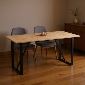 <b>Solid</b> Natural Pine <b>Wood</b> Rectangle <b>Table</b> Top For Dining <b>Tables</b> Durable Modern Minimalist Design Metal Legs Home Furniture - Product Image 2