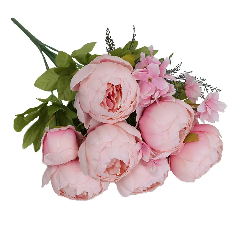 Ramo de flores de seda de imitación de peonía Artificial Vintage, decoración de boda para el hogar, ramo de flores de rosas de peonía