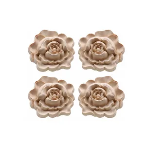 oor Wall Mantel Decoration Furniture Rosette Inlays Solid Wood Carving Decorative Furniture Onlays