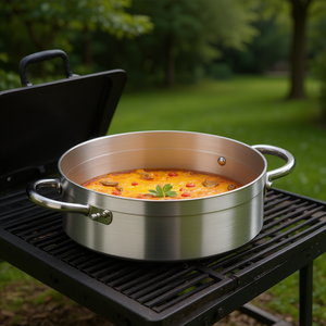 Padella per Paella in Alluminio Paellera Chef 24 Cm con Manici in Acciaio Inox, Adatta al Forno per Cucina all'Aperto - Product Image 3