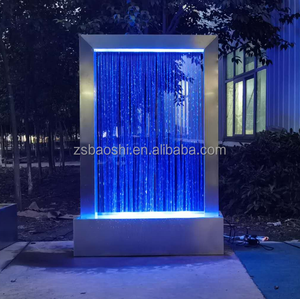 Ev dekor paslanmaz çelik aynalı duvar şelale çeşme iç ve dış dekorasyon için Led ışıkları ile - Product Image 5