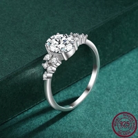 Nuevo Anillo de Plata Pura S925 con Circonita de Alta Calidad, Chapado en Platino, Joyería de Boda
