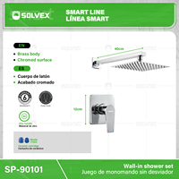Set Shower Krom & Hitam & Brush SOLVEX Harga Diskon, Set Shower Tersembunyi untuk Kamar Mandi, Sistem Shower Kepala Persegi dengan Saklar