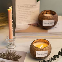 Großhandel individualisierte Eigenmarke Ätherisches Öl rohes Kokosnuss-Schale-Aromatherapie duftkerze organische reine Kokosnuss-Soja-Wachskerze