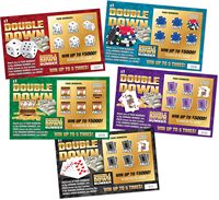 Cartes à gratter personnalisées DIY en papier, petits modèles, billets de loterie, emballage en rouleau, règles de jeu gagnant, bon promotionnel en gros