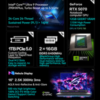 Ordinateur portable de jeu ROG Strix G16 Intel Core9-290H RTX5060/5070 16 pouces 2.5K 300Hz