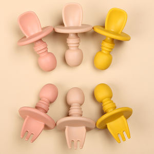 Ensemble d'alimentation pour bébés, cuillère d'entraînement pour nourrissons avec fourchette, vente en gros, - Product Image 1