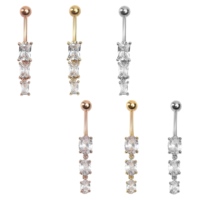 Vente Flash : Bijoux de piercing corporel en acier inoxydable plaqué or 18 carats avec zircon, pendentif pour nombril, anneaux de nombril pour femmes