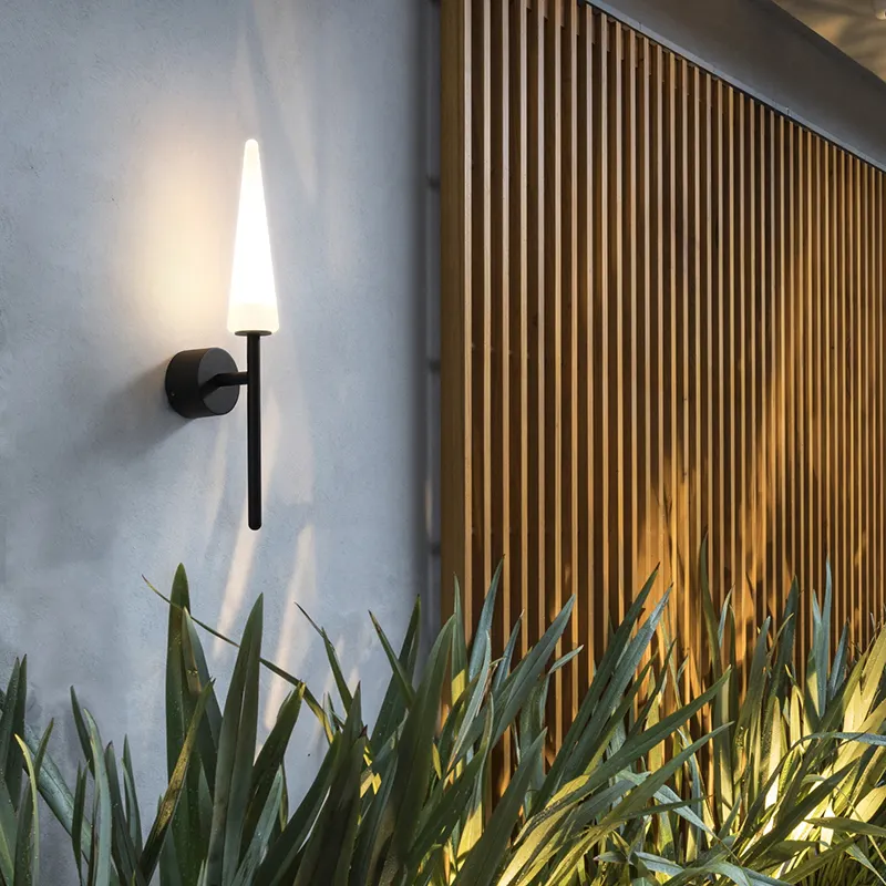 Garden exterior surface mounted cob wall sconce light cone shape acrylic diffuser waterproof outdoor 3w led wall lamp