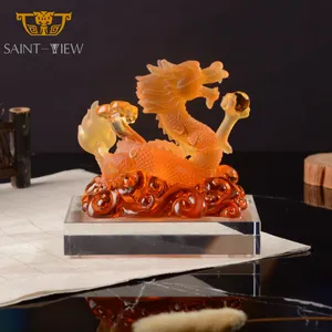 Traditional Feng Shui Fengshui Dragon Statue Crystal Home Decoration Custom Chinese Handmade Dragon Sculpture