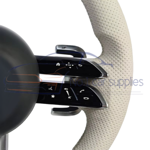 Volant en cuir beige modifié en fibre de carbone pour Mercedes Benz C GLC E S CLS <span class=keywords><strong>AMG</strong></span> ZC-223-T2-GW - Product Image 5