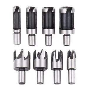 8Pcs/set Wood Plug Cutter Drill Cutting Tool Drill Bit Set Straight And Tapered Taper 5/8" 1/2" 3/8" 1/4" Woodworking Cork Drill