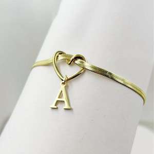 महिलाओं के स्टेनलेस स्टील दिल के आकार 26-अक्षर फ्लैट टखट - Product Image 3