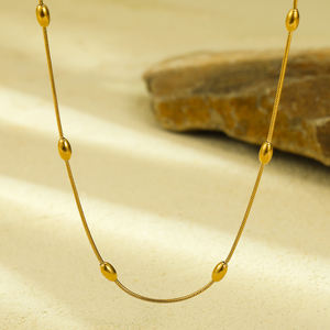NIMAI nouveauté 18 K or planté en acier inoxydable chaîne collier bijoux perles ovales chaîne pour les femmes - Product Image 3