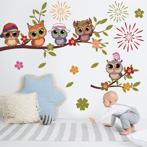 Autocollants muraux de luxe à motifs floraux et animaux, abeille, hibou, girafe, en vinyle auto-adhésif, papier peint amovible pour la décoration de la maison - Product Image 3