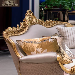 Francese di lusso stile europeo combinazione di 123 francese in legno massello divano in tessuto per soggiorno di lusso Set - Product Image 5