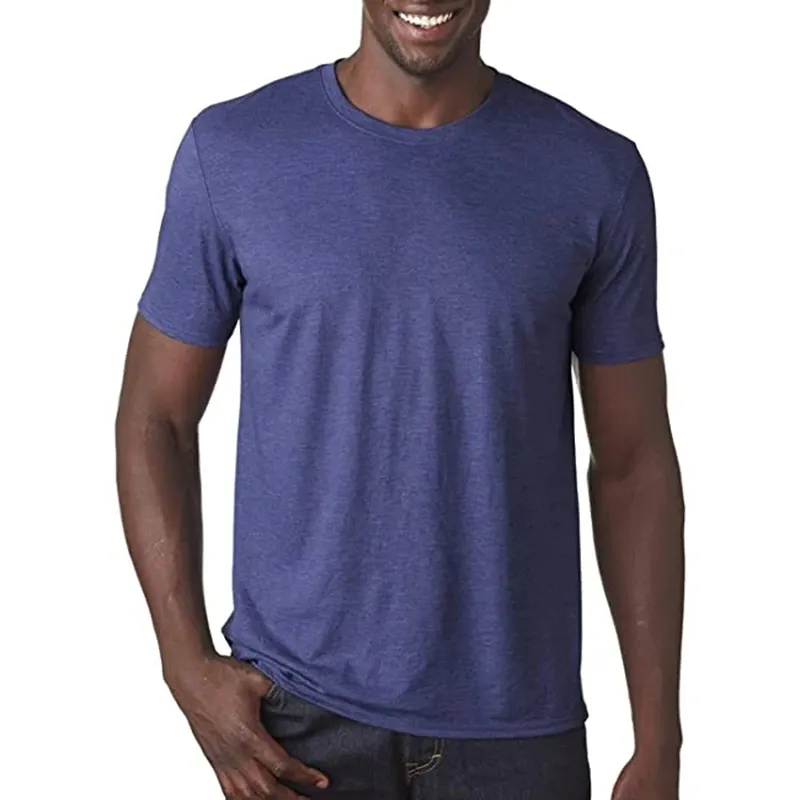 China Custom T-shirts Men's Cheap Heather Color Tri- Blend Tees Man Basic Blank Plain Tri Blend T Shirts Manufacturer