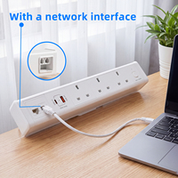 Multiprise de bureau en aluminium multi-ports, avec port Ethernet, protection contre les surcharges et prise de courant avec fixation par clip