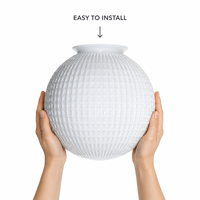 Abat-jour en verre gaufré dépoli transparent, soufflé à la main, de remplacement pour lampe suspendue ou de table, vente en gros, directement de l'usine