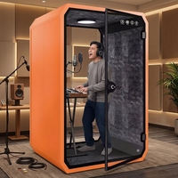 Cabine de bureau insonorisée pour 1 personne, cabine fermée avec porte en verre pour bureau en espace ouvert, réduction du bruit
