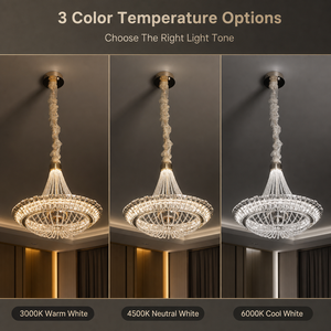 Lámpara de araña moderna de cristal, aluminio dorado, LED de 40W, tricolor, iluminación interior de lujo para comedor, sala de estar, hotel, villa - Product Image 4