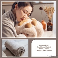 Coussin chauffe-mains en forme de patte de chat en peluche avec rembourrage en coton PP, coussin de sieste deux-en-un pour voiture et bureau, couverture-repose-dos pour la pause déjeuner