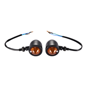 GOOFIT Moto <span class=keywords><strong>Noir</strong></span> 12V 10W Lampe de phare clignotante Vintage Refit Chrome/Amber <span class=keywords><strong>Bullet</strong></span> Mini Clignotants Indicateur - Product Image 4