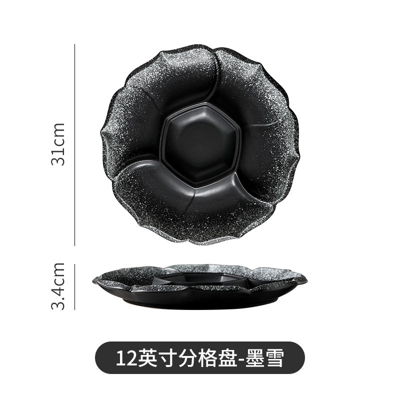 Assiette de service neige noire de 12 pouces