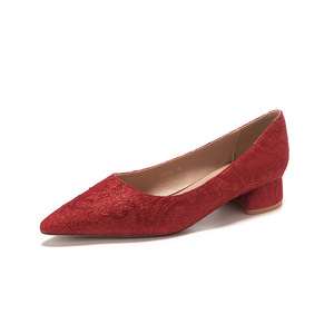 <b>Red</b> Satin Pointed Toe Kitten <b>Heel</b> Pumps Comfort Bridal Wedding Shoes Size 3333G - Product Image 5