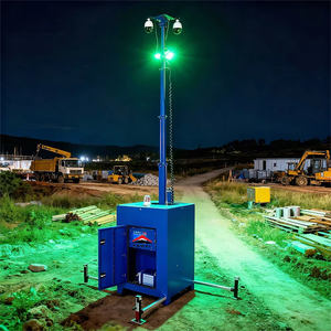 Tour de vidéosurveillance mobile compacte en forme de cube, panneaux solaires en option, avec mât manuel de 6 m, batteries 200 Ah pour <span class=keywords><strong>la</strong></span> sécurité des chantiers - Product Image 1
