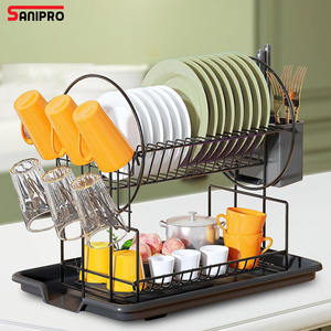 SANIPRO, gran capacidad, desmontable, <span class=keywords><strong>de</strong></span> acero inoxidable, dos capas, vajilla, <span class=keywords><strong>escurridor</strong></span> <span class=keywords><strong>de</strong></span> secado, estante <span class=keywords><strong>de</strong></span> almacenamiento, portavasos, estante para <span class=keywords><strong>platos</strong></span> <span class=keywords><strong>de</strong></span> cocina - Product Image 1