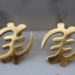 Pendientes de acero inoxidable 2023 con símbolo étnico, joyería con cierre de tuerca, con Gye Nyame, chapado en oro Popular, estilo africano, Ghana - Product Image 4