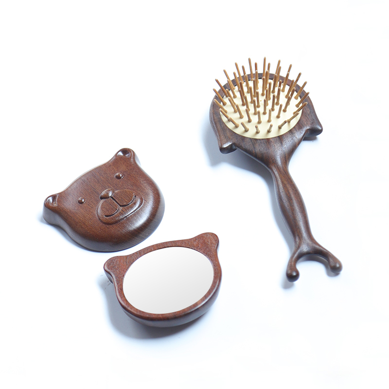 Antique Cosmetic Mirror Hair Brush Wet