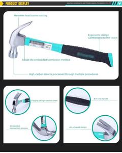 Marteau à griffes professionnel avec poignée en fibre de verre, 0,5 kg, 340 mm, lot de 6, essentiel pour la boîte à outils - Product Image 2