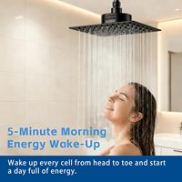Pommeau de douche mural moderne effet pluie, réduit le chlore et les métaux lourds, carré 8 pouces, noir mat
