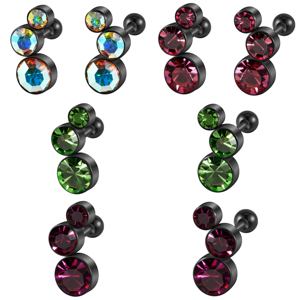ステンレス鋼黒電気メッキチェコダイヤモンド外歯スタッド耳骨ピアスジュエリー用マルチカラーダイヤモンド - Product Image 3