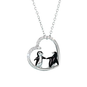 Collana con Ciondolo a Forma di Cuore e Pinguino per Donne, Gioiello di Moda per l'Amicizia, Regalo - Product Image 5
