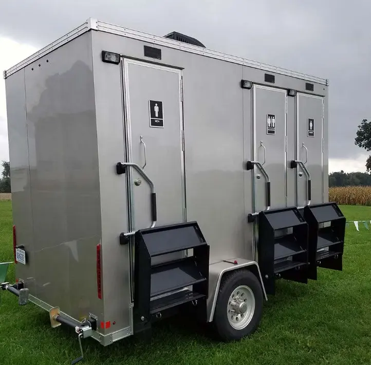 Buiten Prefab Douchecabine Toilet Mobiel Draagbaar Toilet In Container Aanhangwagen Draagbaar Toilet Douche Combo Op Trailer