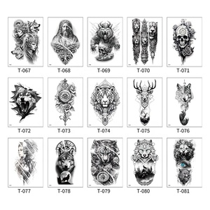 Adesivi per <span class=keywords><strong>Tatuaggi</strong></span> Temporanei, Immagini di Lupo, Orso, Tigre, Totem Colorati, Impermeabili, Personalizzabili, per Braccio e Corpo, Arte su Carta per Adulti, Uomini e Donne - Product Image 3