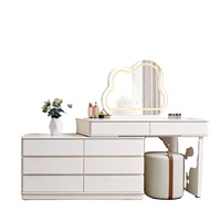 Table de toilette moderne de luxe en bois massif durable avec miroir et rangement pour chambre et appartement