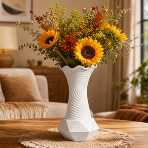 Set di 3 Vasi <span class=keywords><strong>in</strong></span> Ceramica Bianchi Scanalati, Vasi Wabi Sabi per <span class=keywords><strong>Fiori</strong></span> Secchi, Decorazione per Casa e Centrotavola - Product Image 4