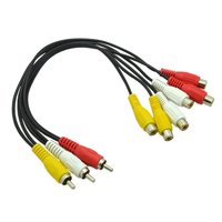 3 RCA Jack Mâle à 6 RCA Femelle Prise Audio Vidéo AV Connecteur Adaptateur Câble Câble Répartiteur pour TV, DVD