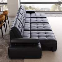 Canapé-lit inclinable électrique moderne de luxe en cuir noir avec télécommande, appui-tête réglable, canapé modulaire pour salon