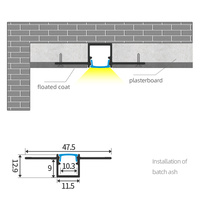 Profilé en aluminium pour plâtre, avec diffuseur, encastré, pour bande LED, profilé en aluminium pour plafond sans joint, vente chaude