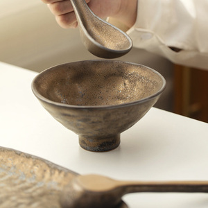 <span class=keywords><strong>Grand</strong></span> bol japonais doré en argile pour soupe de nouilles, élégant plat décoratif pour halls d'hôtel et restaurants - Product Image 3