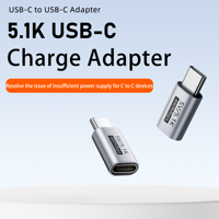 Adaptor USB C Male ke Type C Female Alloy Shell Mini 480Mbps Transfer Data Pengisian Cepat dengan Resistensi Identifikasi 5.1K Terintegrasi