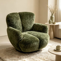 Fauteuil pivotant moderne rembourré avec dossier en forme de pétale, fauteuil d'appoint à assise large, chaise longue décorative pour salon, hôtel, villa