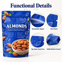 Sachets d'emballage mats personnalisés à fermeture éclair pour noix, sacs haute barrière pour noix de cajou, amandes, pistaches et mélange de noix