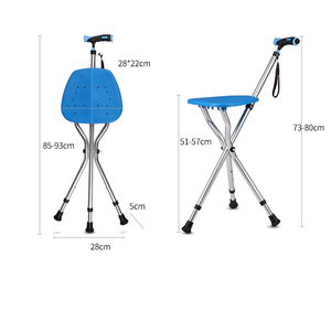 Bastón antideslizante para ancianos, multifuncional, de tres patas, telescópico, bastón para caminar al aire libre para ancianos con asiento con luces - Product Image 2
